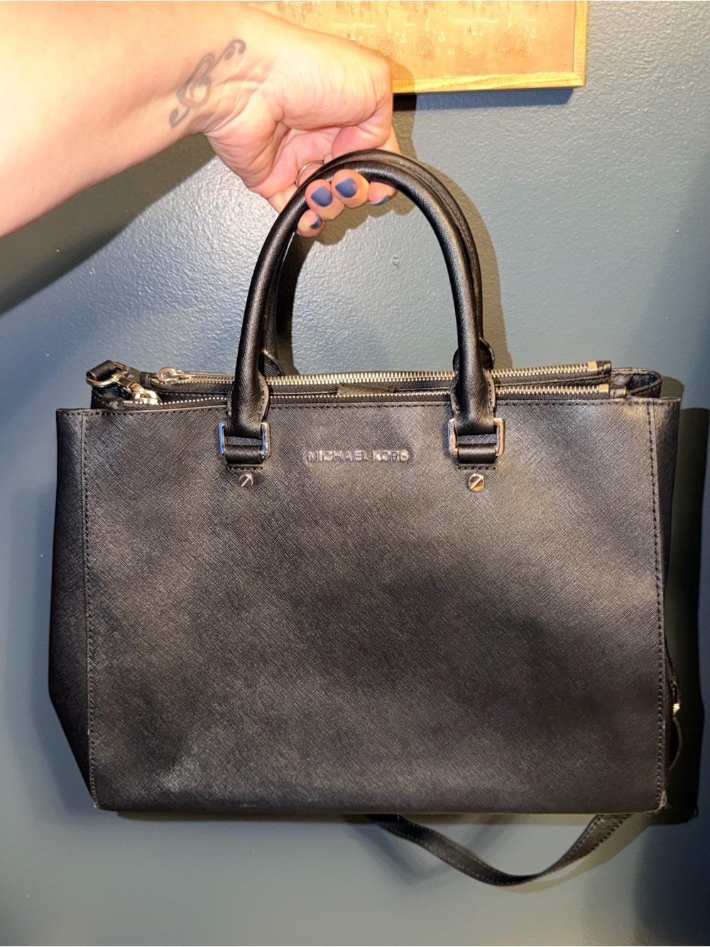 Michael Kors Sutton Black Saffiano Satchel